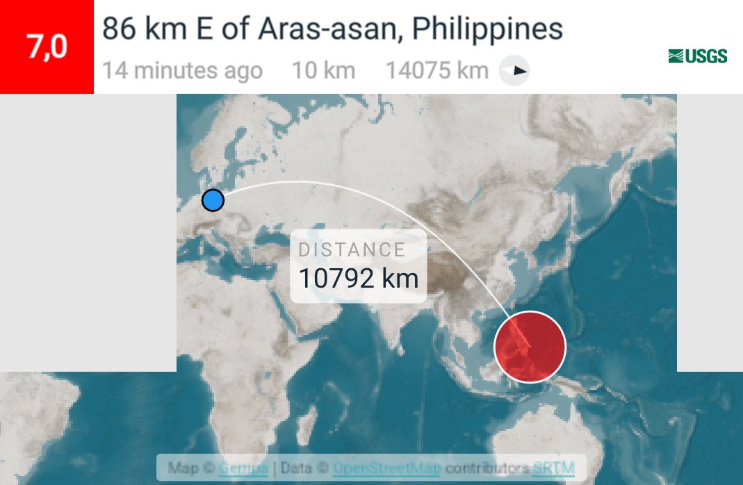 capocele's tweet photo. M7, Epicenter at 8,90° N, 127,10° E and depth of 10 km #Earthquake #EQInfo #gempa https://t.co/ZTUbvMoz6S