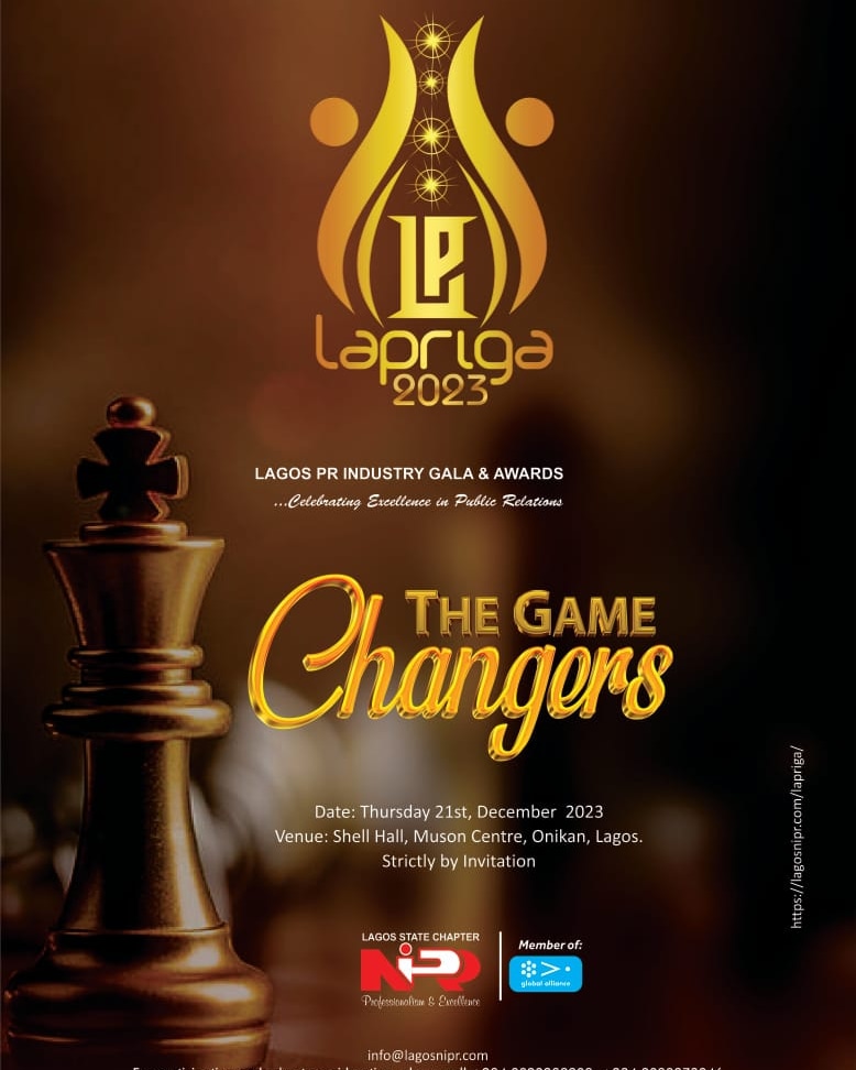 LAPRIGA JURY RECEIVE 109 ENTRIES
Interest in the 8th Lagos Public Relations Industry Gala and Awards (LAPRIGA) 2023 continues to soar, with the selection committee receiving 109 entries from various stakeholders in the Lagos PR industry as of the closing date on 30th Nov 2023.