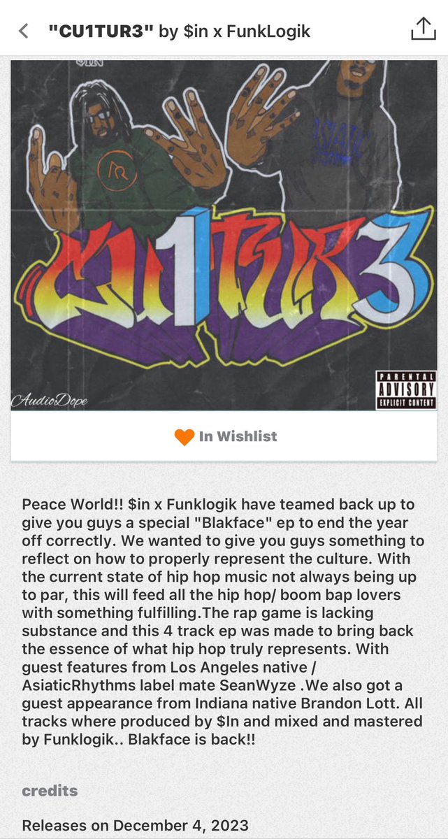 SincerelySin574's tweet image. It’s almost that time!! Get the early release @ midnight if you download the @Bandcamp app.. #Culture #Blakface #AudioDope #AsiaticRhythms