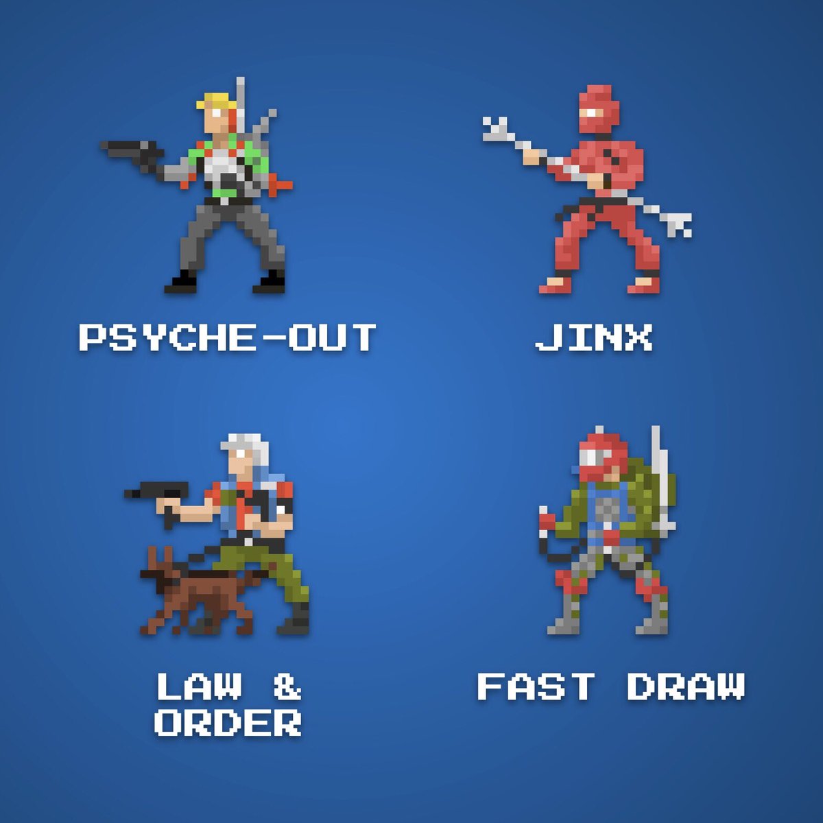#joevember has officially passed, but I’ve still got the fever for making #pixelart #GIJoe sprites. Here are 4 more from the #ARAH class of ‘87, who’s your favorite from this bunch?