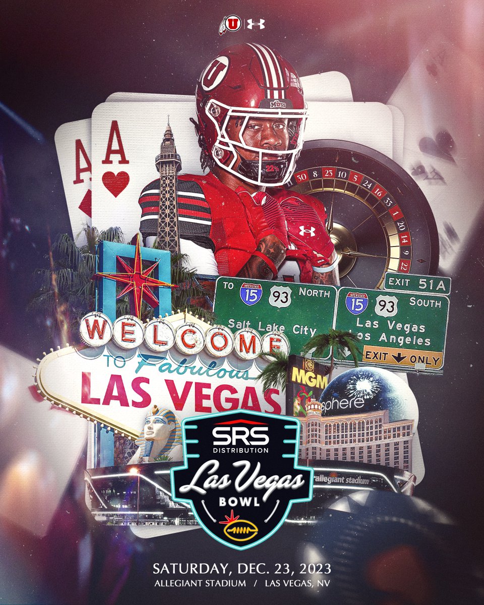 Your Utes are headed to the @LasVegasBowl!! 🎰🎲🃏 🆚 @Utah_Football vs Northwestern 🗓️ Saturday, Dec. 23, 2023 📍 Las Vegas, NV | @AllegiantStadm 🎟️ utahtickets.com/football 🏨 lvbowl.com/hotels/ 🔗utahutes.com/news/2023/12/3… #GoUtes