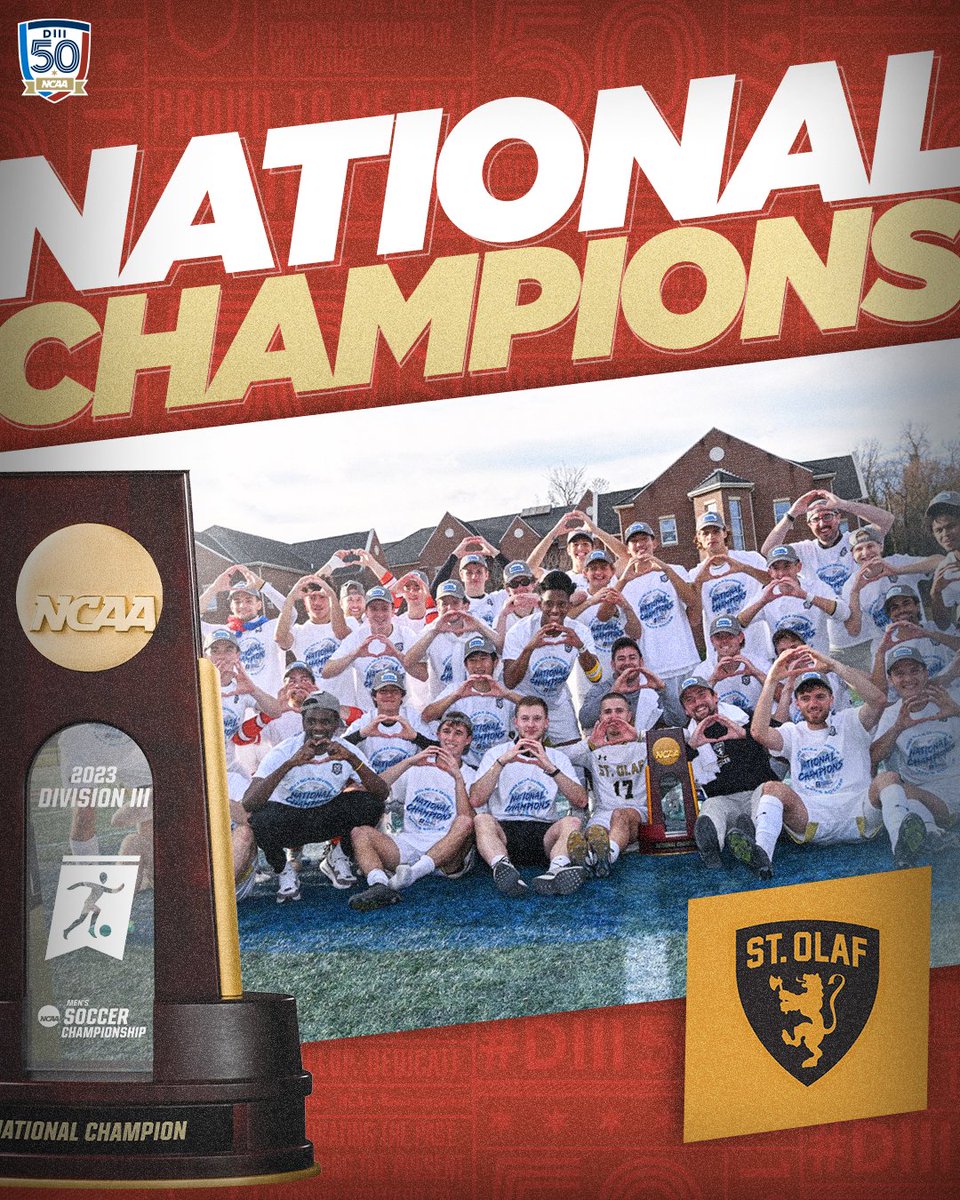 For the first time in program history, the Oles of @StOlafAthletics are the 2023 Men's Soccer National Champions!!!

#D3Soc | #WhyD3