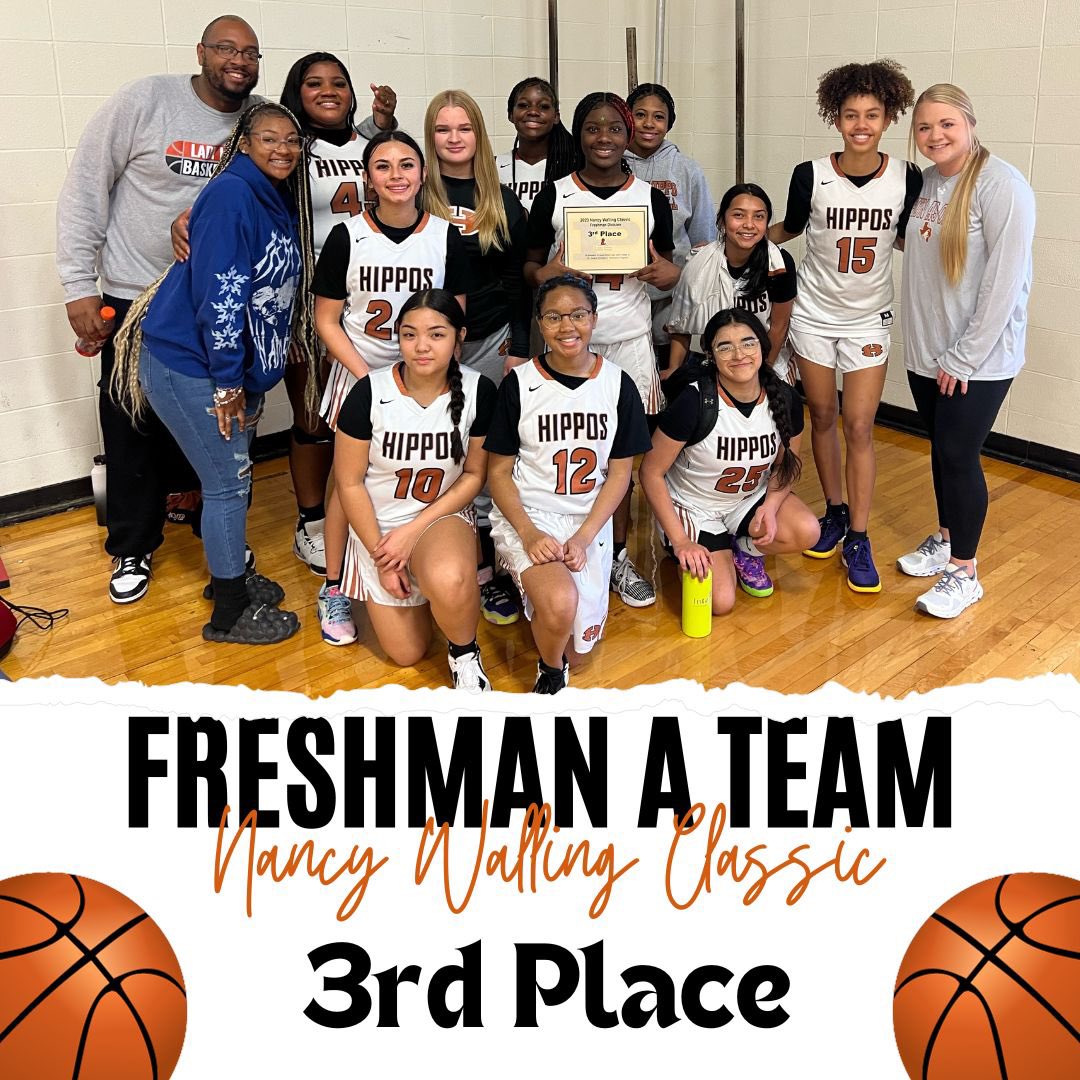 Help us congratulate our freshman A team for a 3rd place finish at the Nancy Walling Classic! They ended the tournament with a 2-1 record! Way to go Lady Hippos!!🧡🏆🧡
