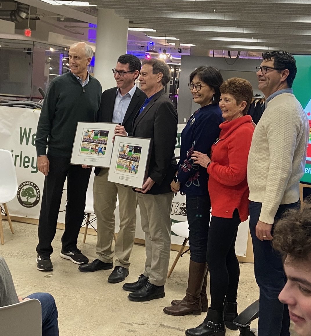 Congratulations to ⁦@BrianJFeldman⁩ and ⁦@mkorman⁩ for being honored by ⁦@GoBigTrain⁩ for their leadership on a major bond initiative to support the Shirley Povich Field. #baseball #working4MD ⁦@Lkfoley⁩ ⁦@albornoz_gabe⁩