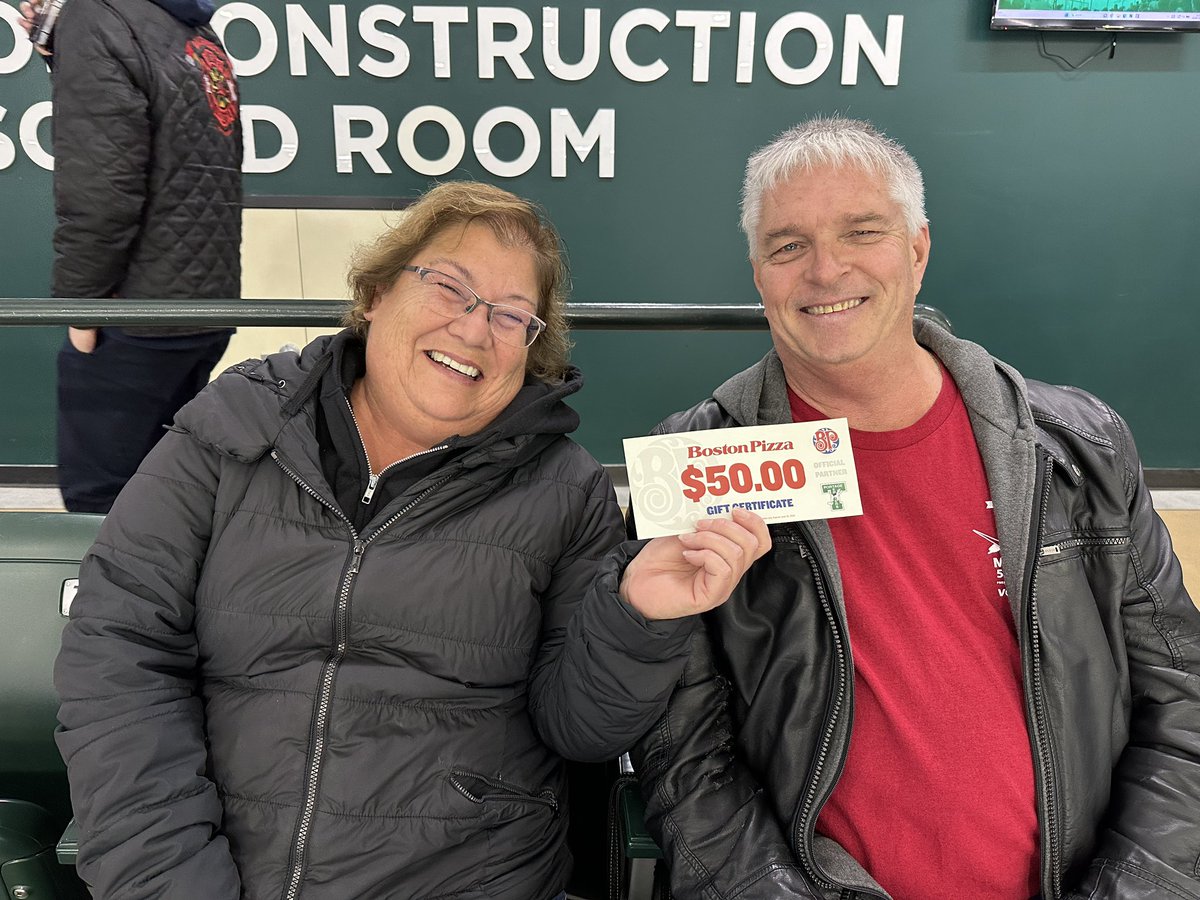 PortageTerriers's tweet photo. Congratulations to Cindy Suderman on winning our Boston Pizza Season Ticket Holder of the game prize!  #bpplap #MJHLTerriers https://t.co/1O6xU43ZPW
