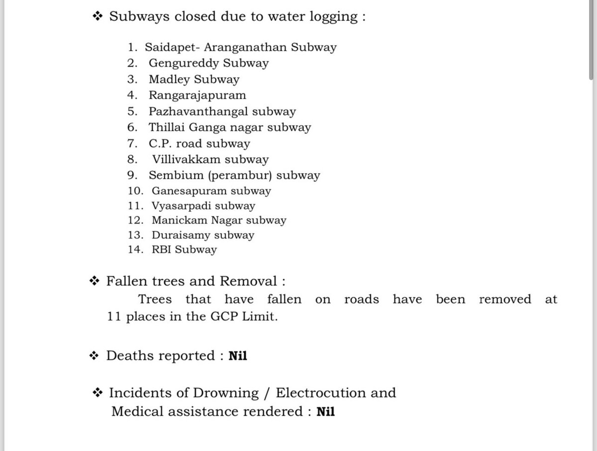 tamilnadugalata's tweet photo. Due to heavy rainfall, there are 14 subways temporarily closed for public. 

#CycloneMichuang #ChennaiRains #ChennaiFloods https://t.co/AFwc4eyCwv