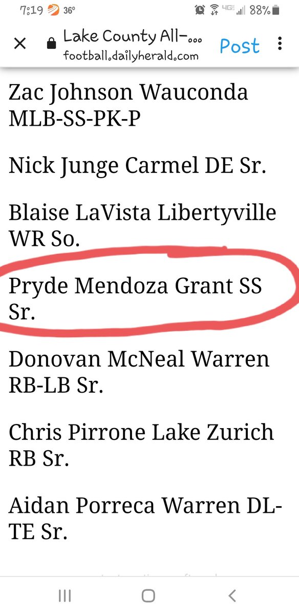 Pryde was selected to the All Lake County football team by both 98.3 WRLR and the Daily Herald.

He plays with passion, persistentence, power and purpose.  That is why I am #PrydeProud and always will be.

For the full article go to
x.com/GrantFootball1…