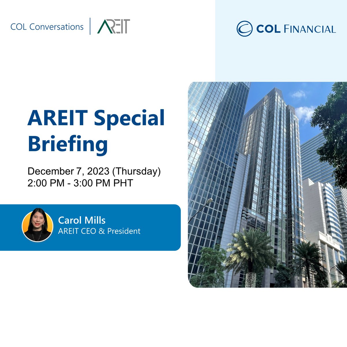 colfinancial's tweet photo. $AREIT's share price has fallen—is this a good opportunity to invest? 🤔
Find out and get to ask your questions on our upcoming #COLconversations this December 7 (Thurs), 2 PM at https://t.co/UZaLzBinXP
#COLFinancial https://t.co/dOrIcGbR15