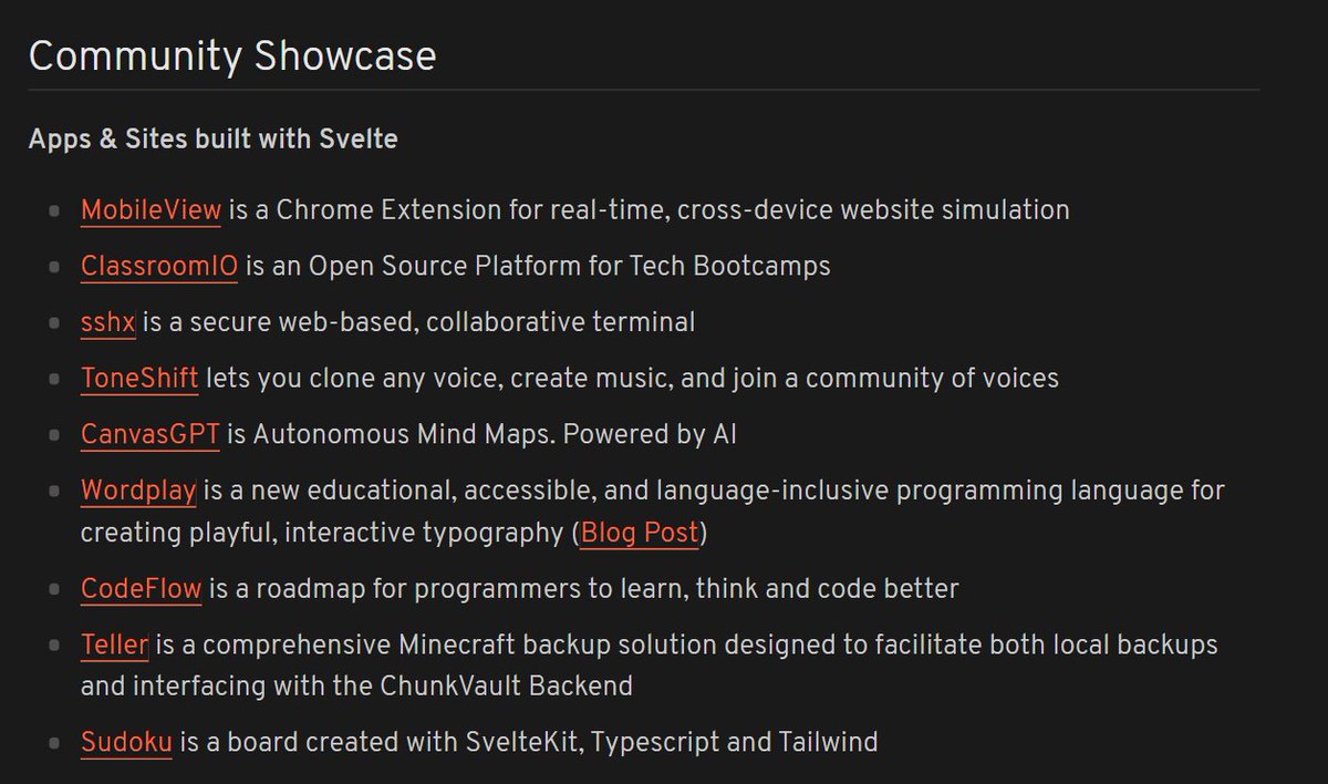 I can't believe it : got mentioned on Commuinity Showcase ...Thankyou Svelte you all made my day 
Svelte Blog :  svelte.dev/blog/whats-new…
Project : Codeflow 
Github : github.com/SikandarJODD/C…
Website : roadmap-flow.vercel.app
#svelte #roadmap #coding