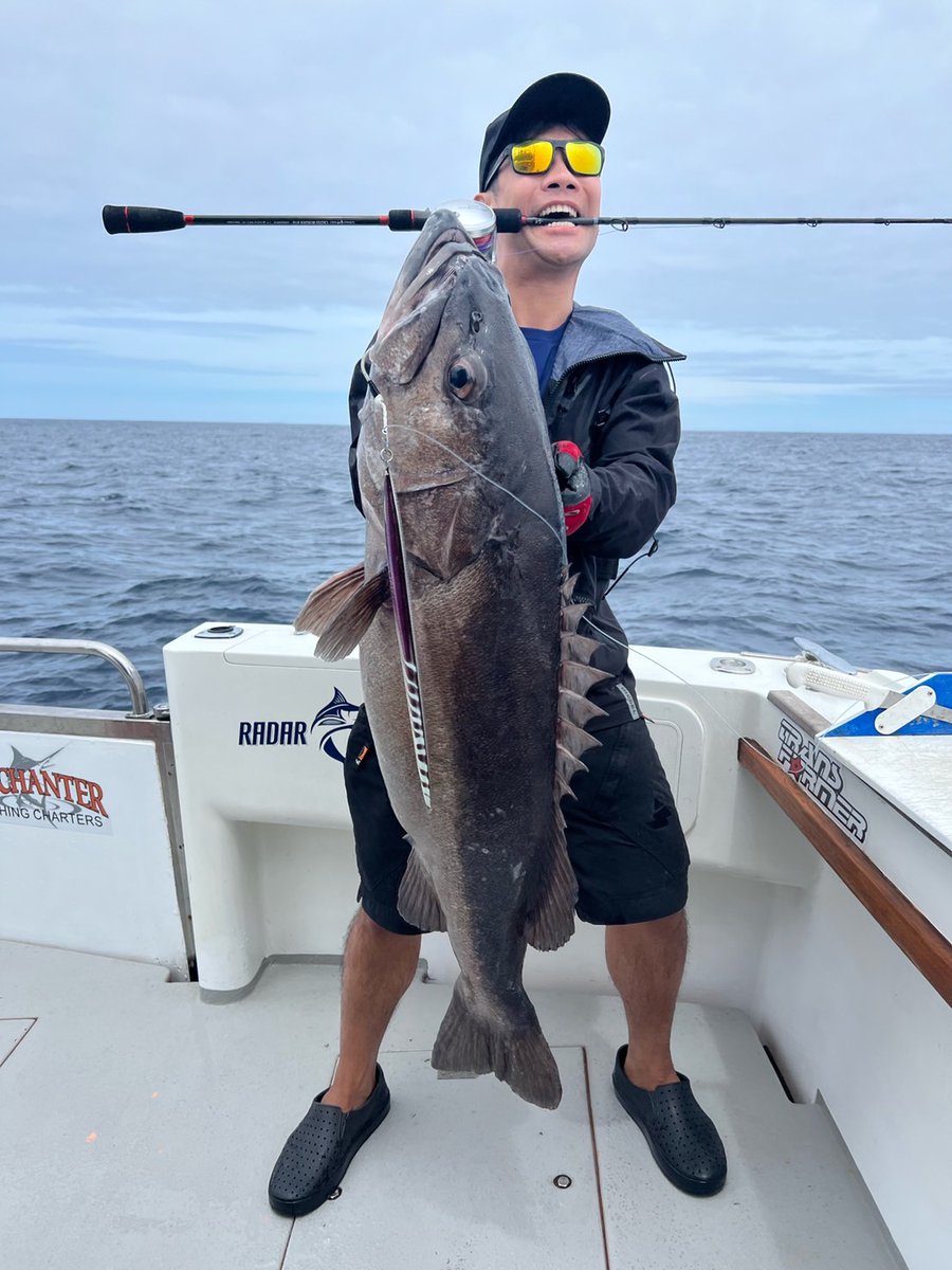 GarageNagi's tweet photo. 【お客様釣果】
タム様からニュージーランドでのHAPUKA/イシナギの仲間とBLUE-EYE TREVALLA（メダイの仲間）の釣果写真を頂きました。おめでとうございます。
Thanks Thumb, Nice catch.
Jig: KENTZ 1000g
Rod: CROSS-BORDER #16
#ガレージナギ #DREPPER #KENTZ #crossborder #slowpitchjerk #hapuka https://t.co/7OzGe4rG0p