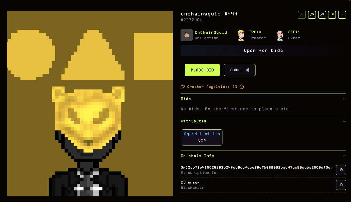 squidtokenorg's tweet photo. 1 on 1.  #onchainsquid    #ethscriptions
will it b listed?👀
@OrdexAi https://t.co/I1qNtz0nJV
