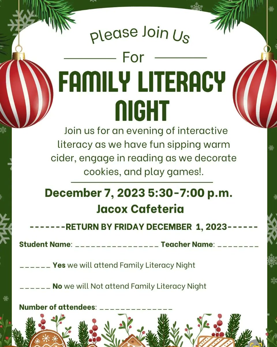 Happy Sunday! The first art club meeting will take place on this Wednesday and Family Literacy Night will be this Thursday.