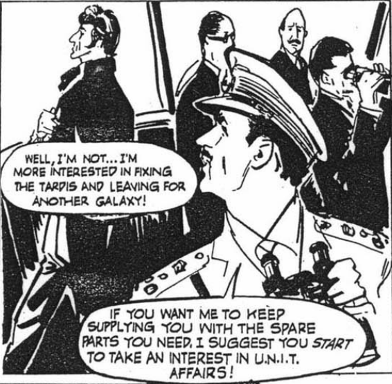 DWUDatabase's tweet photo. There is a very different feel to the TV Comics now. The First and Second Doctor era's with John and Gillian and Ray guns felt very different from the TV series. Here we have a Third Doctor working for UNIT and an accurate relationship with the Brig #DoctorWho #MultiMobile https://t.co/NILJKLSEF6