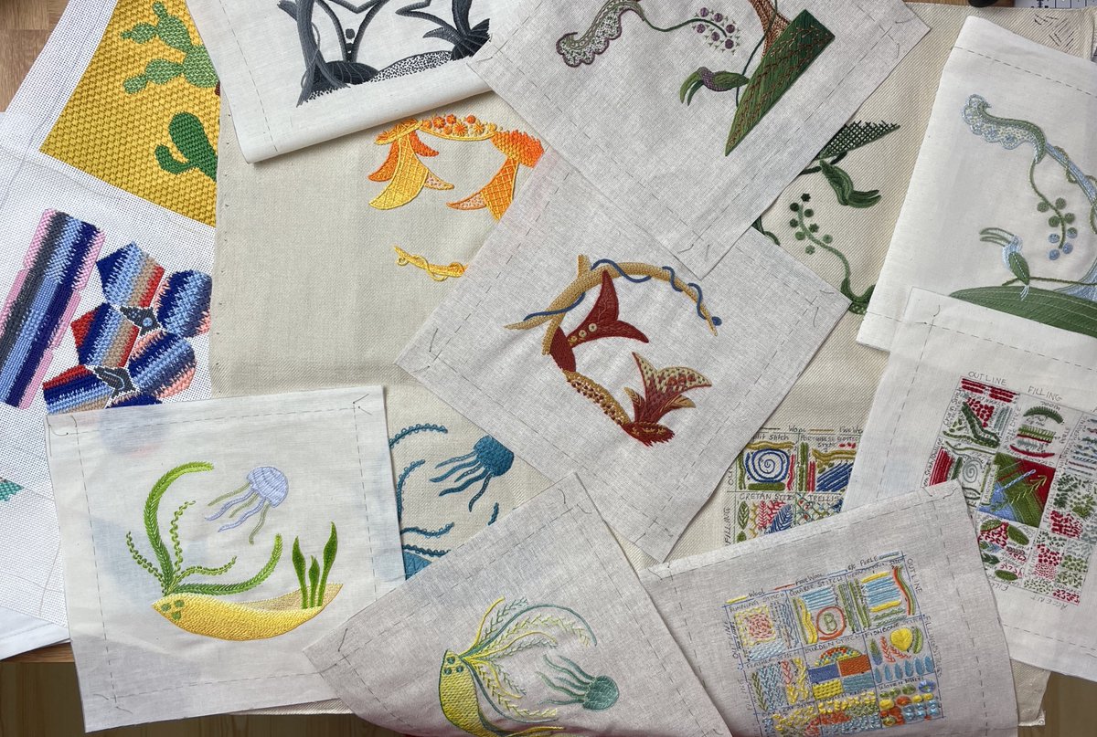 All of my samples are now cut up.....(see link in bio)

#onlinecourse #mounting #rsncertificate #handembroidery #selfpacedonlinelearning #rsndiploma #surfacestitches #crewelwork #canvaswork