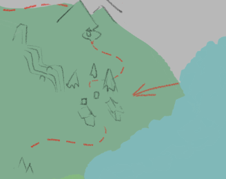OpossumCrewDev's tweet photo. Early into the game, Hokori meets a character with a cool camper van, who will transport her to different stages. The player chooses the stage via an overview map. Each stage has objectives that will unlock a path to another. Hokori lives in a village at this location. https://t.co/ryFMd3w9t6