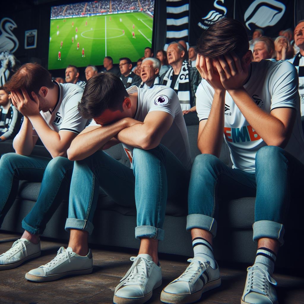 onlyswanss's tweet photo. We asked AI to visualise how it feels to be a Swansea City fan right now.

Safe to say the results were pretty consistent… 🫣🦢 https://t.co/2gD89RXFR1
