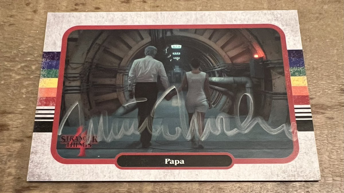 MatthewModine's tweet image. As an added bonus, the winner of the signed #StrangerThings Library Edition book from @DarkHorseComics will also receive this signed #StrangerThings4 “Papa” trading card from @Topps! REPOST the below for your chance to win! I’ll announce the winner on #ModineMonday. Good luck!