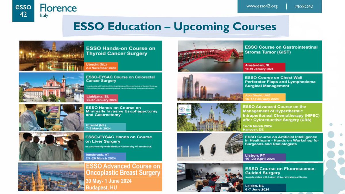 Improve your knowledge & skills in surgical oncology. Join top quality ESSO courses: essoweb.org/courses/