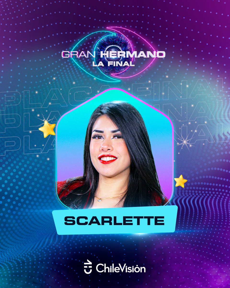 chilevision's tweet photo. ¡Apoya a tu favorita! 🤩

Si Scarlette es tu jugadora para ganar #FinalGranHermano, envía su nombre al 3331 y participa por $3 millones 📱

No te pierdas la final de #GranHermanoCHV HOY a las 23 hrs. Y revive el reality en @PlutoTVAR  👁️ https://t.co/pXQZIDZCFB