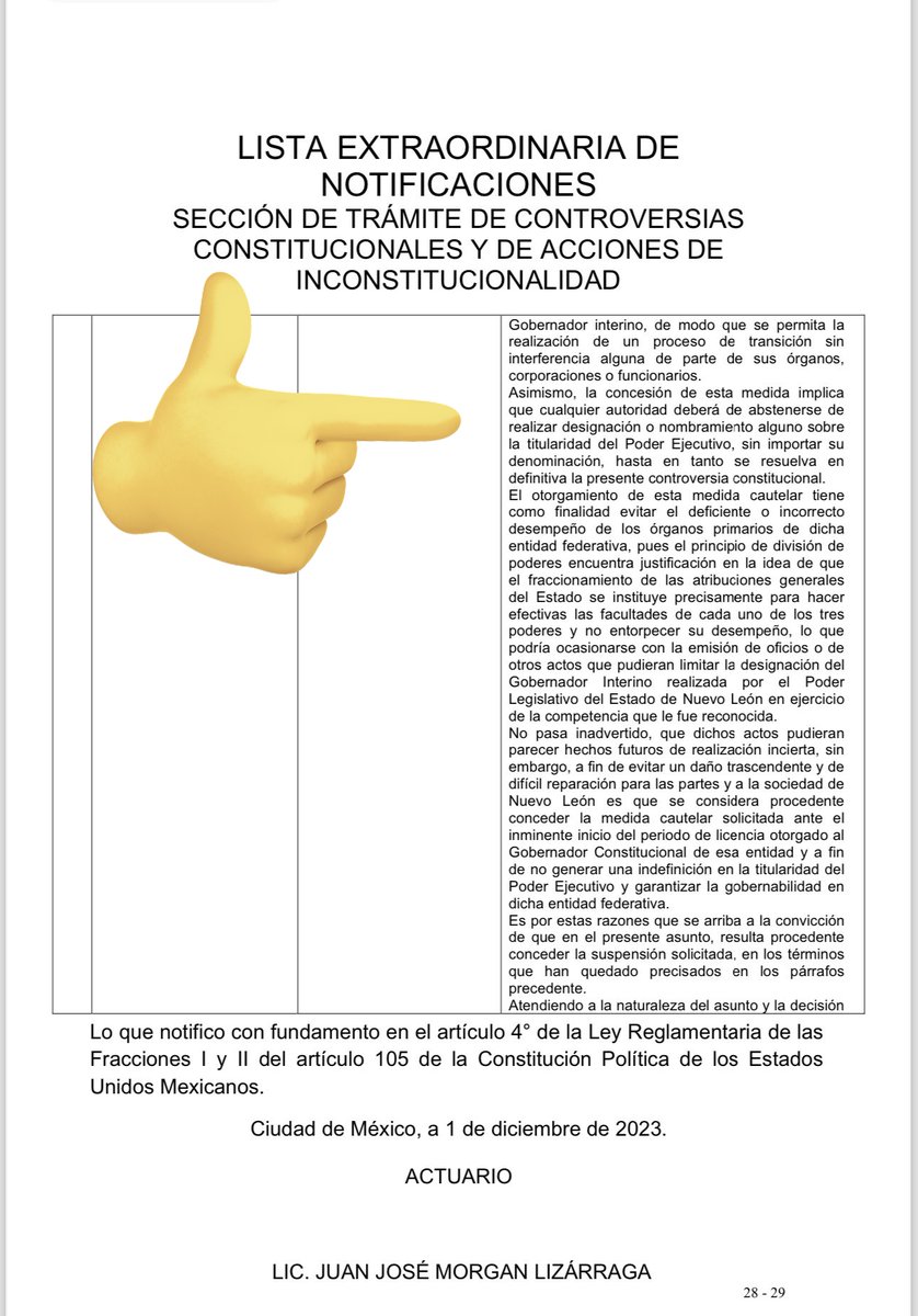 Eduarlet6526's tweet photo. El Acuerdo de Reasunción de funciones publicado el 2 de diciembre en el Periodico Oficial, y su acatamiento, puede ser una violación a la suspensión de la C.C. 488/2023 de la @SCJN, sancionada penalmente y materia de un recurso de reclamación que debería presentarse.
#NuevoLeon https://t.co/56X1B8HNzj