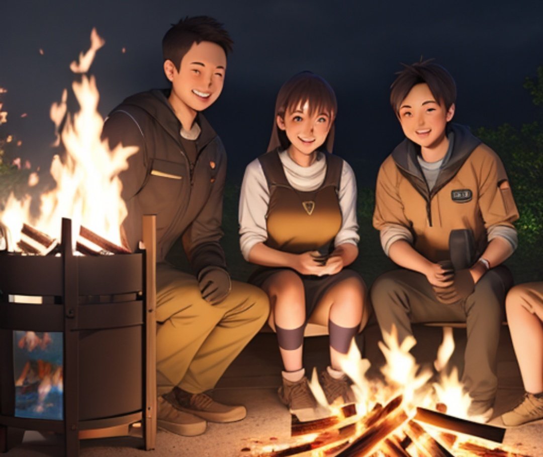 小枝拾って
火を灯す
寒い夜空に
揺らめく焚火

小さな炎に
手をかざし
踊る炎に
魅せられる

温かな炎に
呼び出され
皆が集まり
素敵な笑顔

#ポエム　#焚火