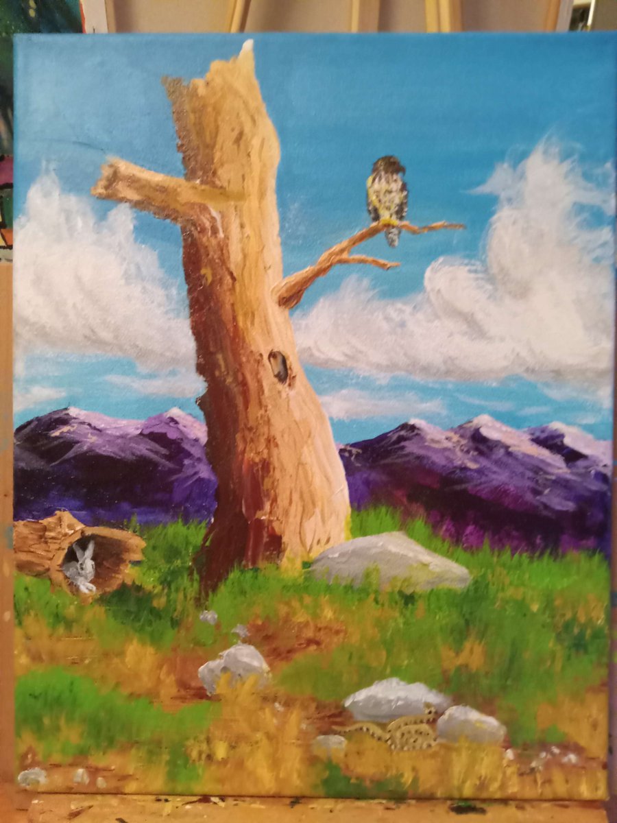 Therockywildlife
#acrylicpainting #acrylic #acrylicpaint #art #acrylicart #paintingoftheday #wildlife #mountains #mountainwildlife #rockywildlifeAP #20wbr22 #clouds #animals #animalart #animalpainting #wildlifeart #deadtree #hollowtree #deadtreeart #fineart