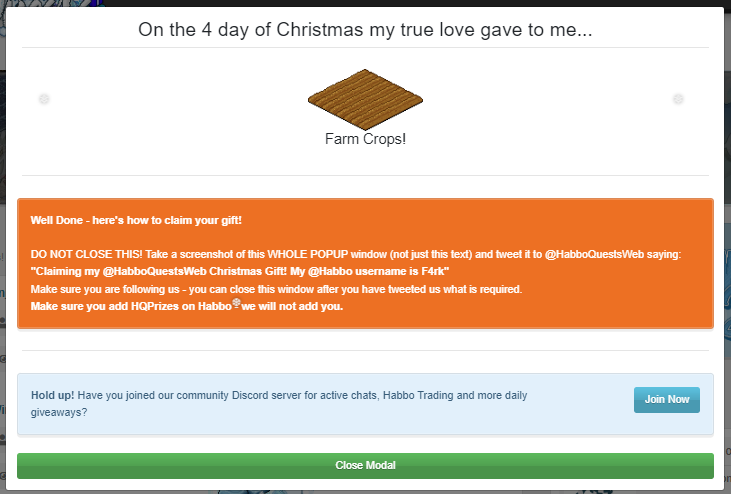 F4rk2's tweet photo. Claiming my @HabboQuestsWeb Christmas Gift! My @Habbo username is F4rk https://t.co/PNJD6tpTdU