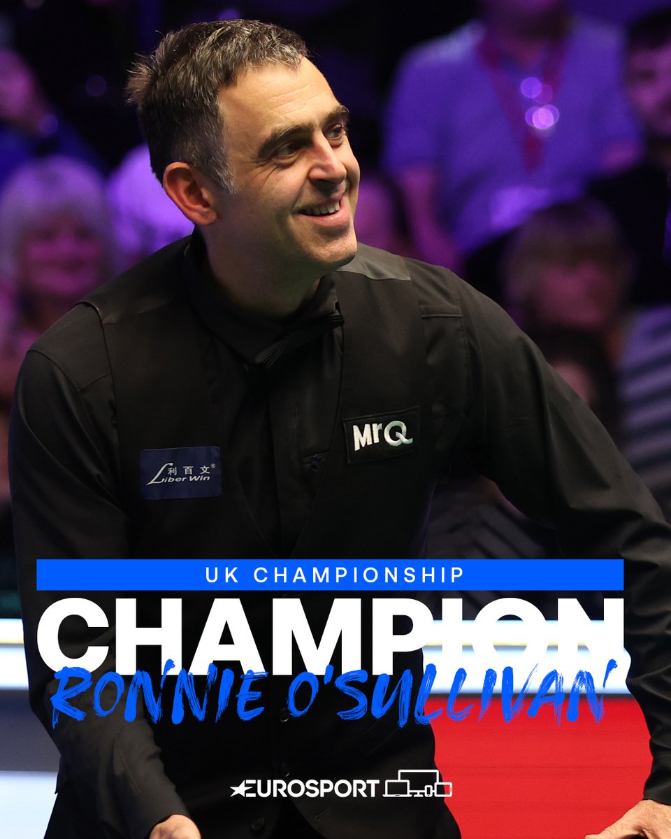 Thirty years ago, Ronnie O'Sullivan became the youngest man to win the UK Championship. Today, he became the oldest - and the first to win it 𝙚𝙞𝙜𝙝𝙩 𝙩𝙞𝙢𝙚𝙨. Congratulations on your 40th ranking title, @ronnieo147 🚀👏 #UKChampionship