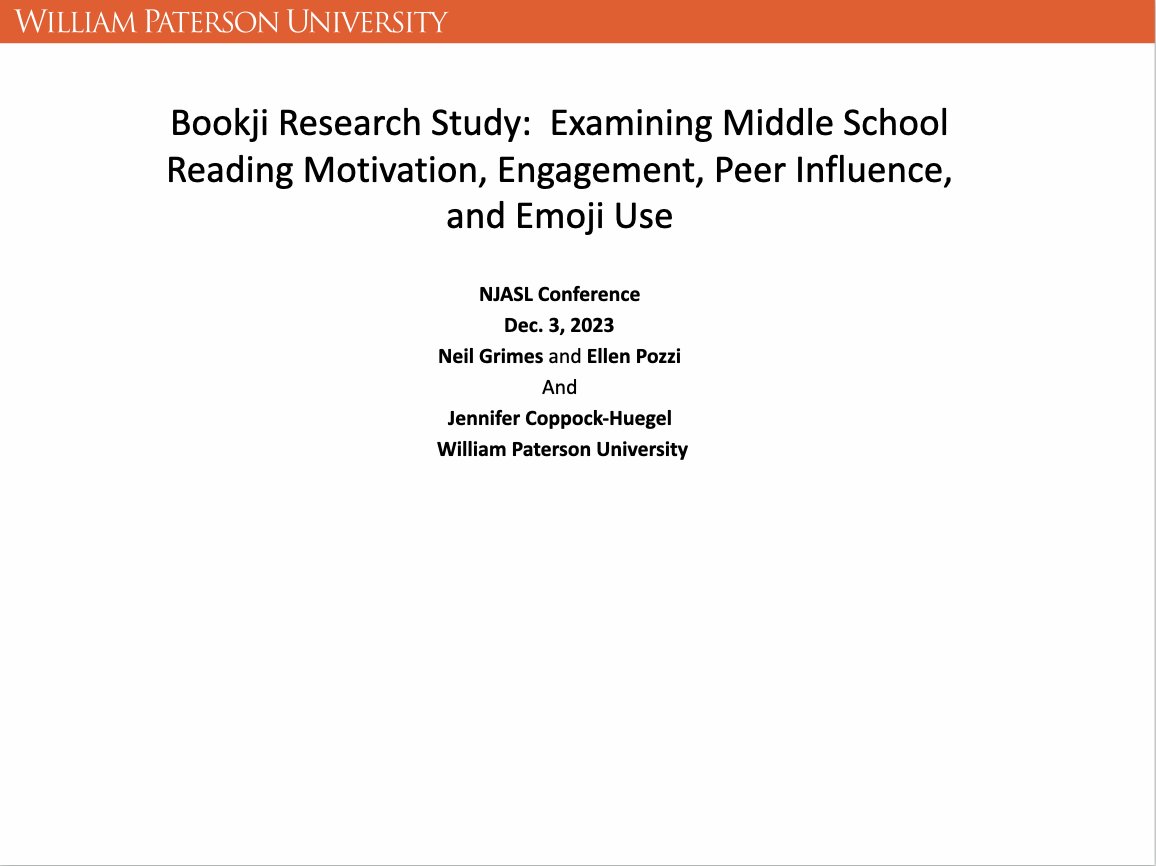 Incredible to hear Neil Grimes and Dr. Ellen Pozzi's research presentation on the effectiveness of Bookji! As well as Jennifer Coppock-Huegel's promising experiences while using Bookji with her students. @NJASL #NJASL23 #bookji #edtech

For more info: njasl2023.sched.com/event/1VWWg/mi…