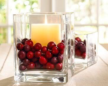 #HolidayDecorating
I love this idea! Add a candle to a container and place cranberries around it for a bright and festive decoration.