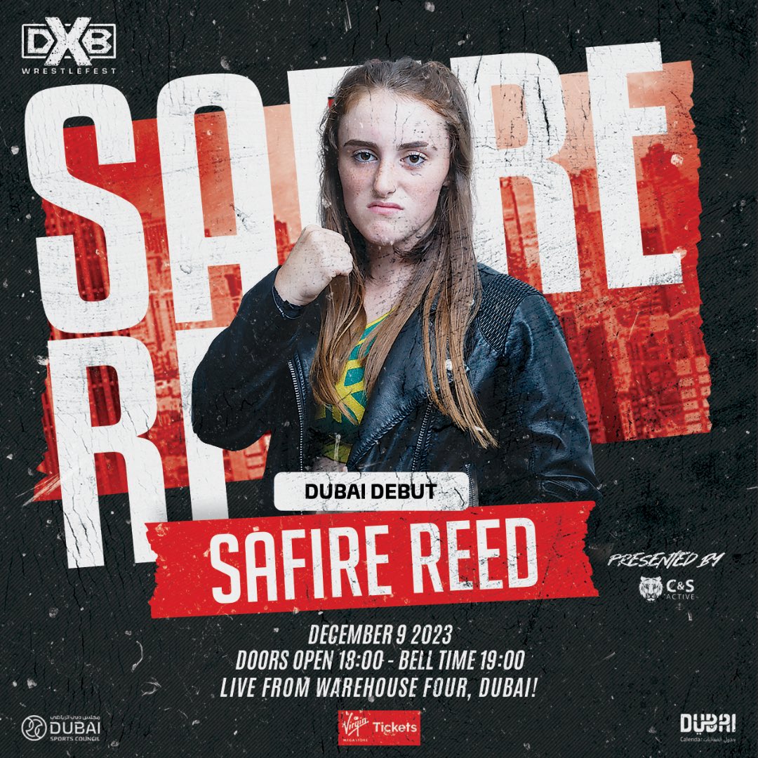 WrestleFestDXB's tweet photo. 🚨 The Grappling Goddess takes Dubai by storm on December 9! 

Get ready to witness the rise of a true wrestling sensation. Safire Reed, a rising star in the UK, is set to make waves in Dubai at WrestleFest DXB on December 9.

🎫 https://t.co/H0lhKUdABs https://t.co/ESQ08tuti0