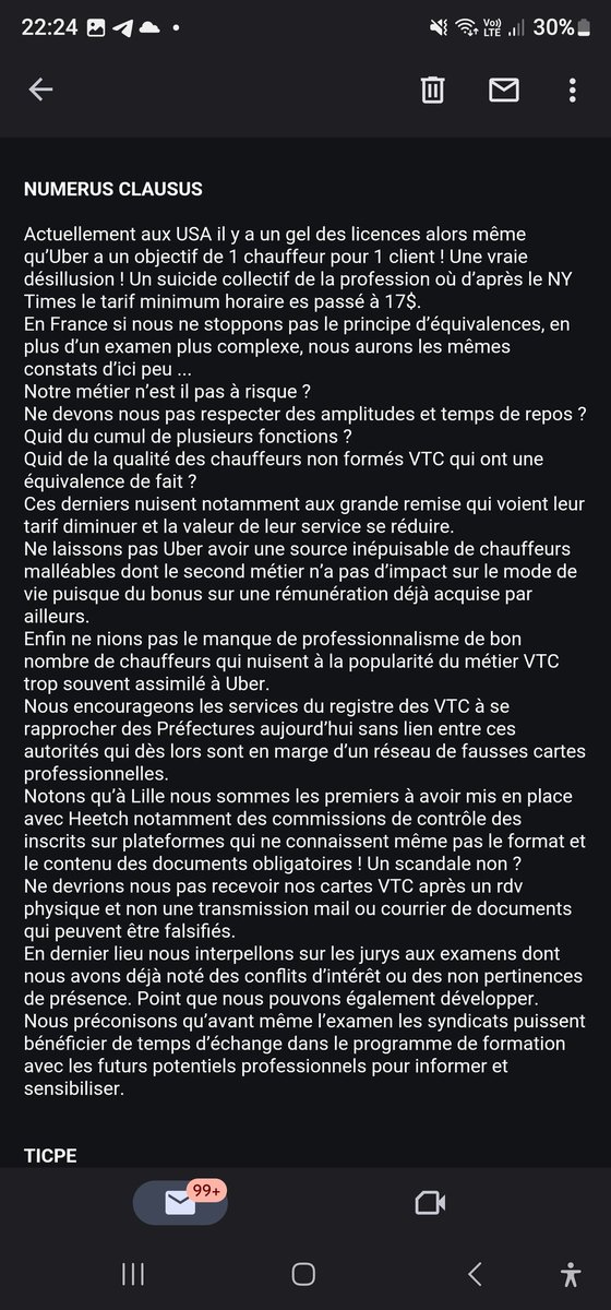 BENALIBrahim20's tweet photo. Il est temps de sortir mes archives qui prouve que je demendais déjà un numerus clausus. 

Pouvez-vous imaginer la souffrance de cette femme, agressée sexuellement par un imposteur se faisant passer pour un chauffeur sur l'application Bolt ?

https://t.co/3Lq2aMh6ON

En 2018, malgré plusieurs alertes et une communication officielle au ministère des Transports, le sénat, l'assemblée nationale.... (voir la copie du mail ci-jointe) concernant le danger représenté par les faux chauffeurs VTC, et malgré nos propositions de solutions concrètes, aucune mesure n'a été prise, laissant ces drames se produire.

Actuellement, ce problème s'est aggravé avec l'émergence de réseaux criminels exploitant des travailleurs sans papiers, ainsi que d'autres individus dangereux. Cette situation nuit gravement à la réputation des véritables VTC, entraînant des conséquences comme notre exclusion des futures zones à trafic restreint et des événements tels que les Jeux Olympiques. Les responsables sont non seulement les plateformes numériques, qui privilégient leurs bénéfices au détriment de la sécurité économique des chauffeurs et de celle des clients, mais aussi le gouvernement, dans un état de somnolence, comme le révèlent clairement les 'Uber Files', démontrant une connivence préoccupante entre l'État et Uber.
Le 14 décembre 2023, les chauffeurs VTC se mobiliseront pour protester contre cette négligence de la part de notre gouvernement. Les citoyens devraient appuyer cette initiative, car leur propre sécurité et l'avenir des services #VTC , qui risquent de ne plus pouvoir assurer un transport de qualité à leurs clients, sont en jeu. Nous exhortons à ne pas généraliser, car les VTC légitimes sont les premières victimes, souffrant d'un manque de réglementation favorisant des entreprises comme #uber et leurs semblables.

#DriversRightsMatter