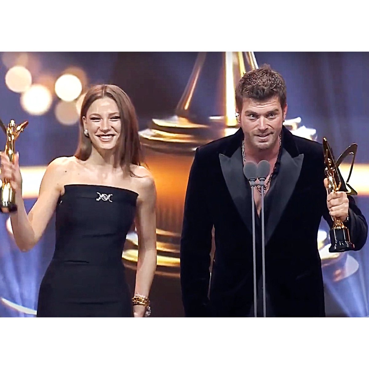 Congratulations to #KivançTatlitug and #SerenaySarikaya for winning a well deserved Best Couple Award tonight. It’s such a delight to watch their excellent acting, their ability to express emotions and their magnetic chemistry! 
Stay tuned for the subtitled speech and interview.