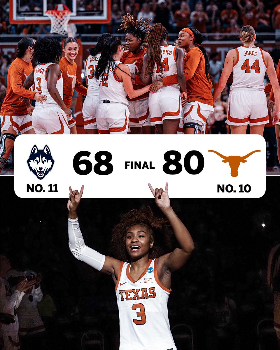 TEXAS GETS ITS FIRST-EVER WIN OVER UCONN 🤘 (📸 @TexasWBB)