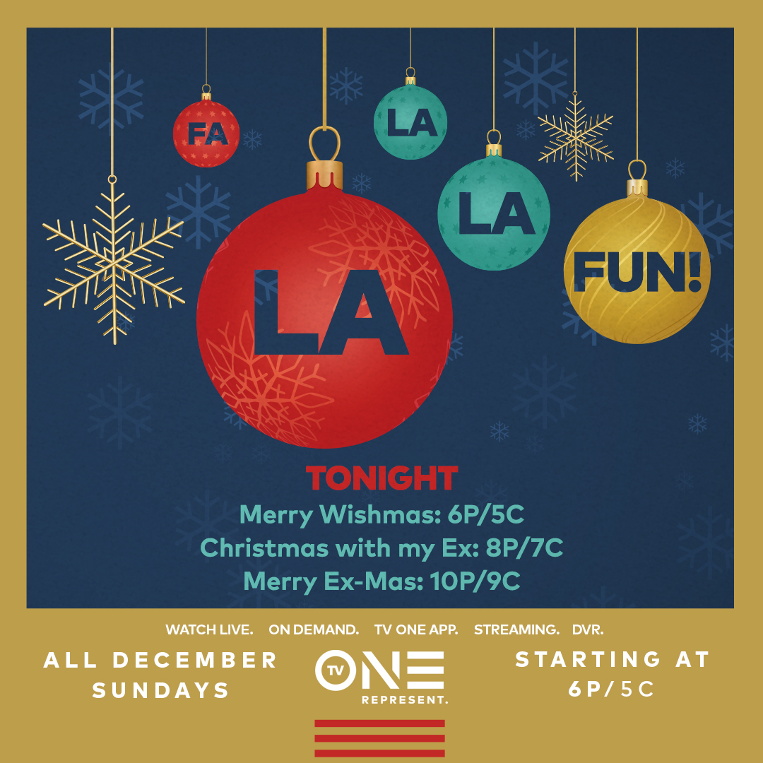 tvonetv's tweet photo. You’re gonna want to keep your TVs locked to TV One all December! 🎄 Join us for three TV One original holiday movies, #MerryWishmas, #ChristmasWithMyEx, and #MerryExMas, beginning at 6/5c! https://t.co/itL8ED7Ak4