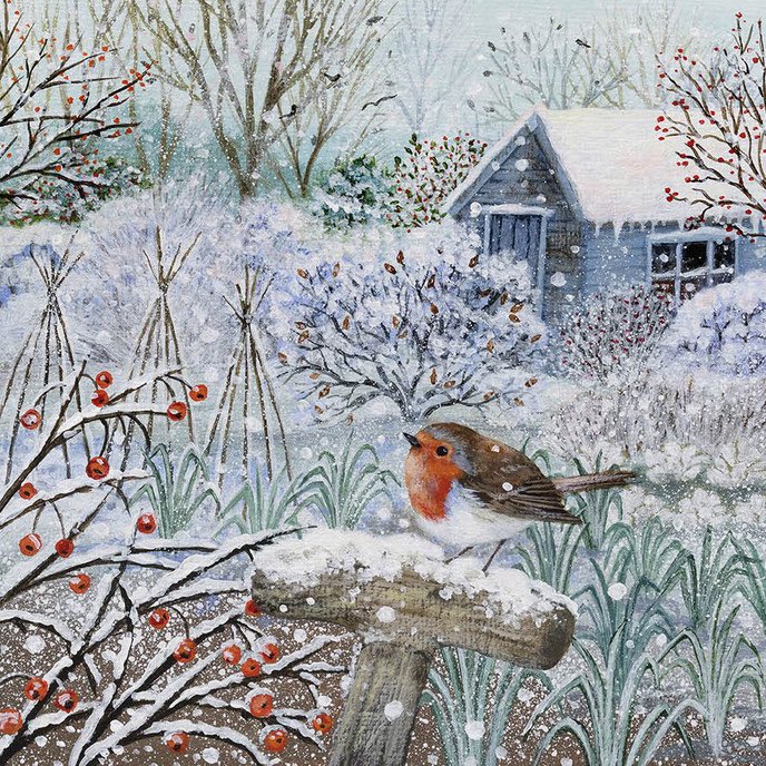 emjanerothwell's tweet photo. Just wanted to wish you all a cozy Sunday &amp; a beautiful start to the week. I love to post this little robin…he’s cheering you all on. Hugs to you all ❤️❄️
(Art by Lucy Grossmith) https://t.co/THvof53eRE