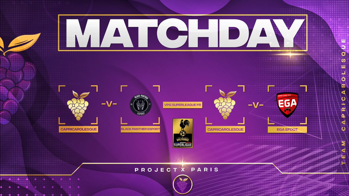 Capricarolesque's tweet image. 𝐌𝐀𝐓𝐂𝐇𝐃𝐀𝐘 🍇

🇫🇷 - @BPantheres

🇫🇷 - @EGAeFoot 

🏆 - @LWG_OffWhite 

🇪🇺 - @OneMindXI

#EAFC24