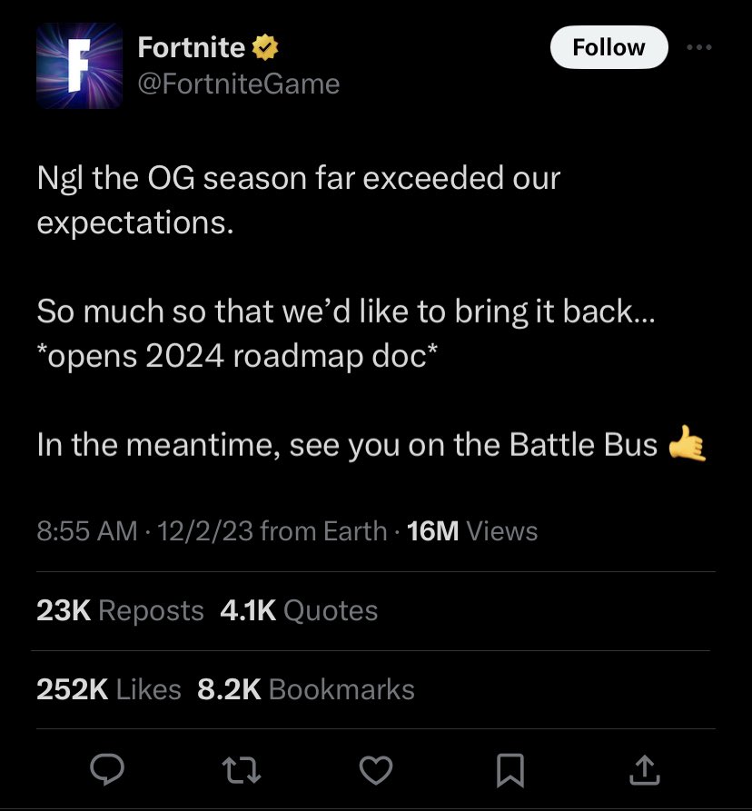 fortnite is a top 3 game of all time when they actually listen to the community