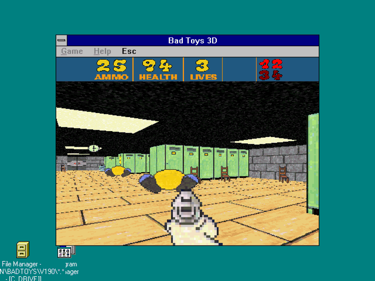 dosnostalgic's tweet photo. Bad Toys 3D (Windows 3.x, 1996) #NotDOS
Updated color version of Bad Toys. https://t.co/JahHBIdqJu