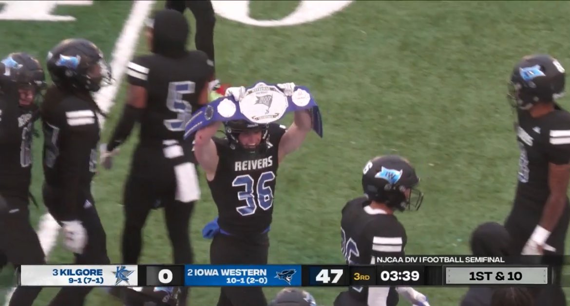 <a href="/Waller322/">Jacob Waller</a> the Sophomore LB with <a href="/ReiverFootball/">IWCC Reiver Football</a> gets the interception and the “turnover belt”. <a href="/JuCoFootballACE/">JuCo Football Forer</a>