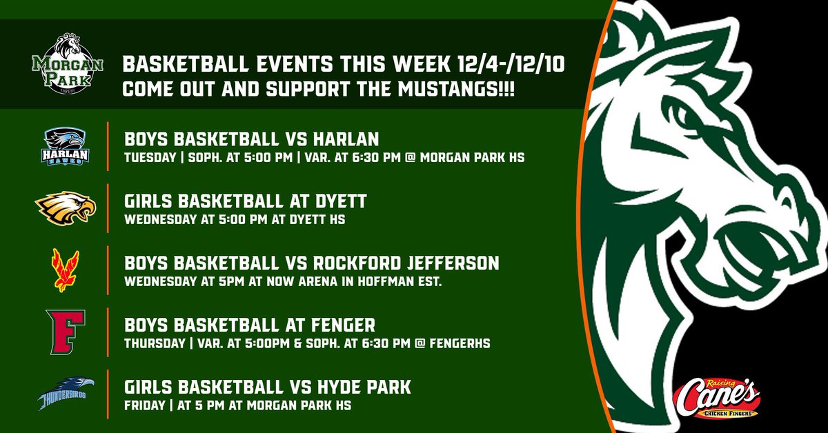 EMPEHIAthletics's tweet photo. Check out the events for the Morgan Park High School Mustangs This Week!!! #empehi #MPisIB #ULeaveMPMPWillNotLeaveU @morganparkad @Tim_OBrien10 @mikeclarkpreps @EMPEHI4Ever @EmpehiBoysBBall @michaelsobrien https://t.co/lRseK6qm8s