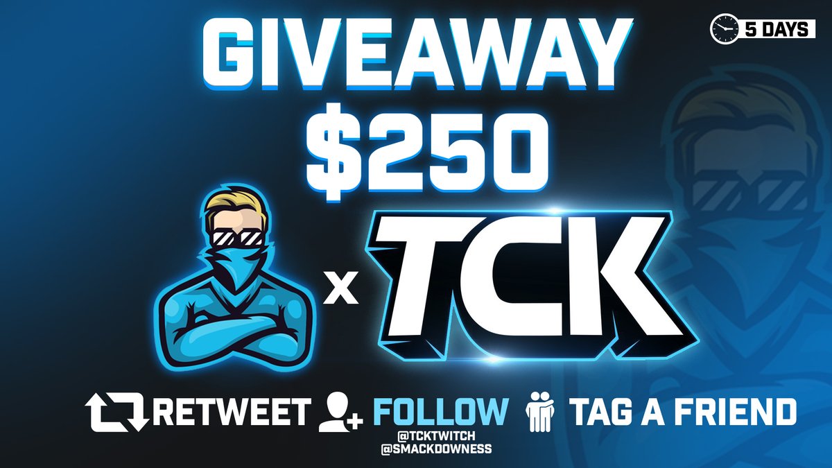 Smackdowness's tweet photo. $250 Giveaway! 💸

✅Retweet
☑️Follow @Smackdowness &amp; @TCKTwitch 

Tag a Friend 🧙🧙‍♂️

Rolling in 5 Days :) Good luck 🍀⏰ https://t.co/ZbtJY7PbiF