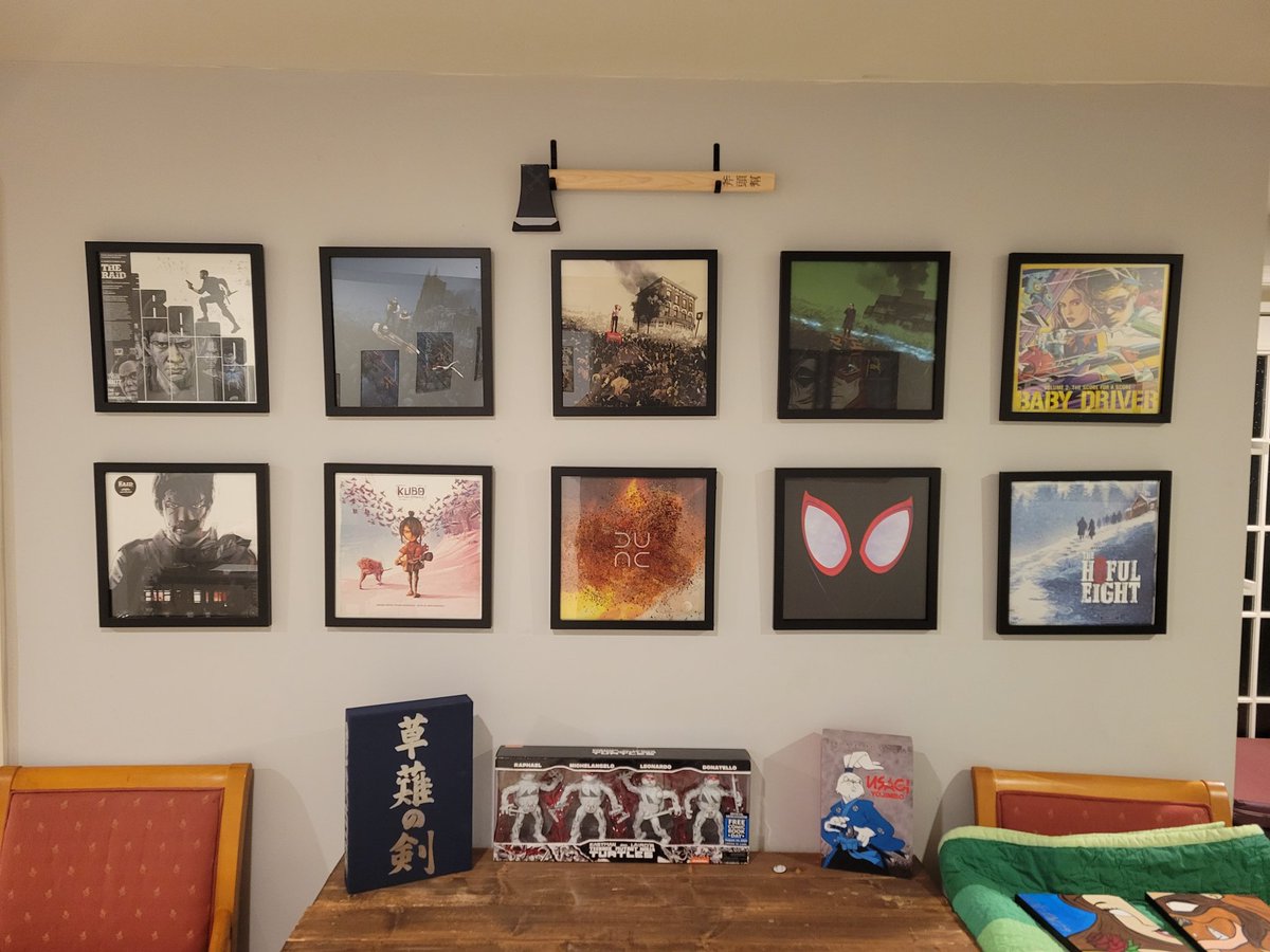 darkcvc's tweet photo. Finished my vinyl soundtrack wall. My favorite movies/soundtrack (has to be great at both). No surprise @edgarwright shows up 4 times... https://t.co/zBybicJekz