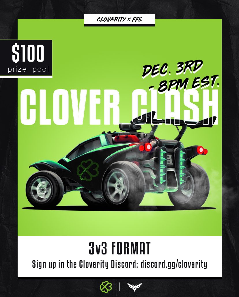 FinalFormEnt's tweet photo. ๐ค๐Final Form x @Clovarity $100 3v3 Clover Clash #38๐๐ค
This one is Gamers8 Style๐
๐Sunday, December 3
โ๏ธ8 PM EST
๐$100 Prize Pool
โ๏ธSignup link in comments
๐Discord link in comments
MUST SIGN UP ON CHALLONGE
#YourFinalForm | #FinalFormPartner https://t.co/WIIIIieEbB