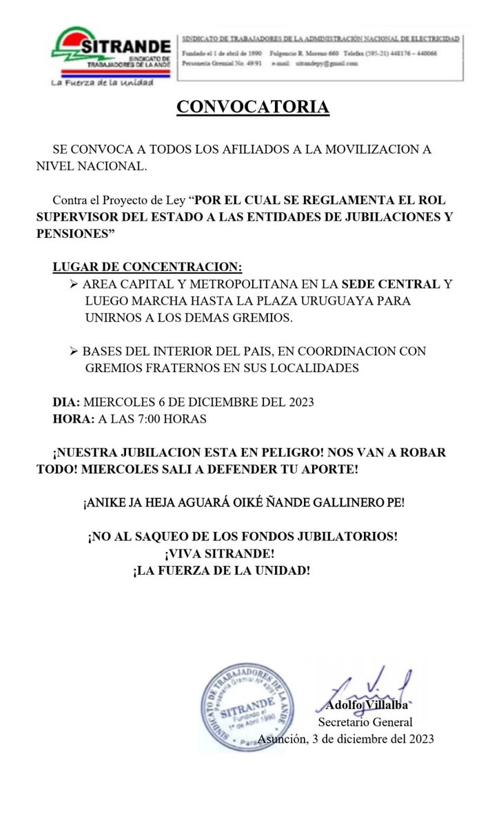 EL MIÉRCOLES DEFENDEREMOS NUESTROS APORTES EN TODO EL PAÍS DE LOS AGUARÁ QUE SE LOS QUIERE TRAGAR! NO MIRES POR TV, SALI A DEFENDER TU FUTURO! NOS VAN A DEJAR SIN JUBILACIÓN!!!