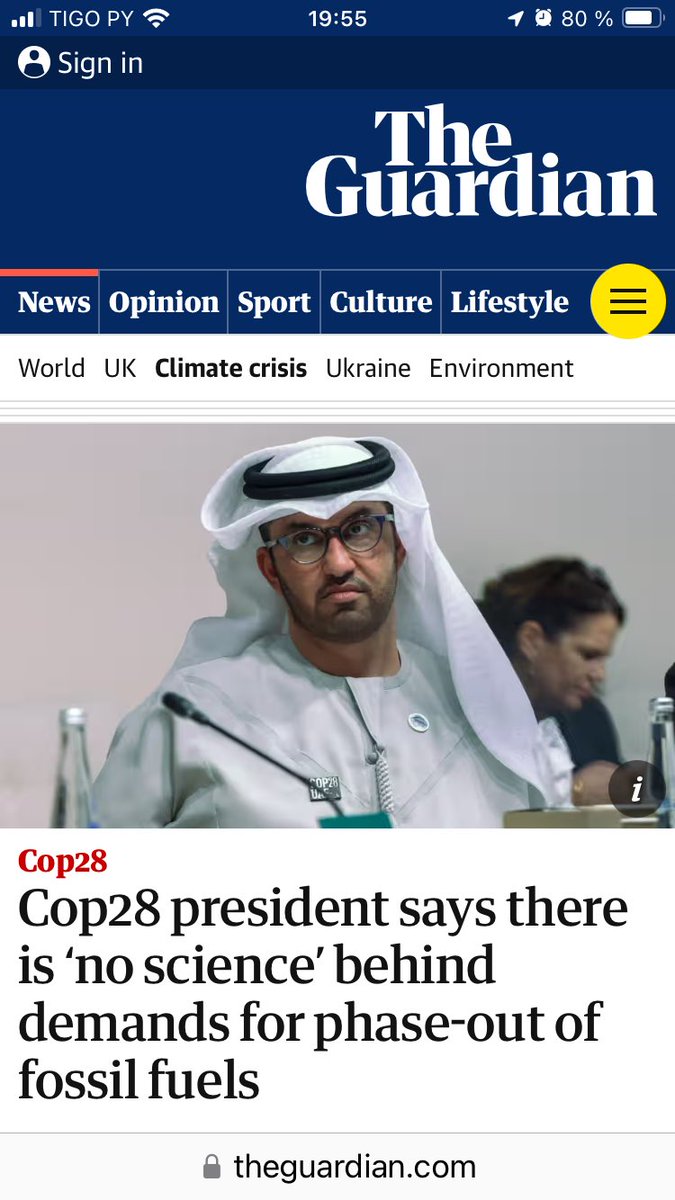 El Presidente del COP28 dijo que no existe “ciencia” detrás del ataque a los combustibles fósiles. Me imagino la cara de los globalistas/ambientalistas en la sesión. Deberían llamarse COPE28 🤣