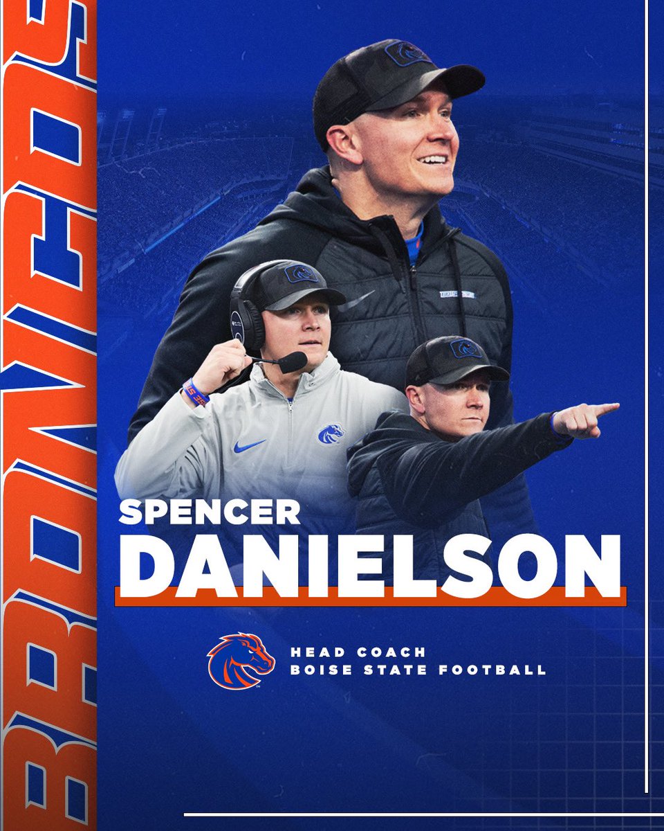 𝗘𝗮𝗿𝗻𝗲𝗱 𝗮𝗻𝗱 𝗱𝗲𝘀𝗲𝗿𝘃𝗲𝗱. Welcome the 12th head coach in Boise State history, Spencer Danielson! 📰: boi.st/46MKblE #Compete | #BleedBlue