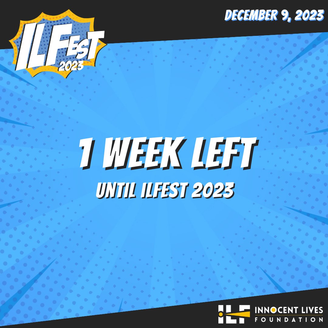 We're getting toward the end of the comic strip leading up to the big day! There's only one week left until #ILFest2023. Are you ready for 8 hours of comic-themed fun all for the sake of raising awareness and donations for the hidden heroes at the Innocent Lives Foundation?