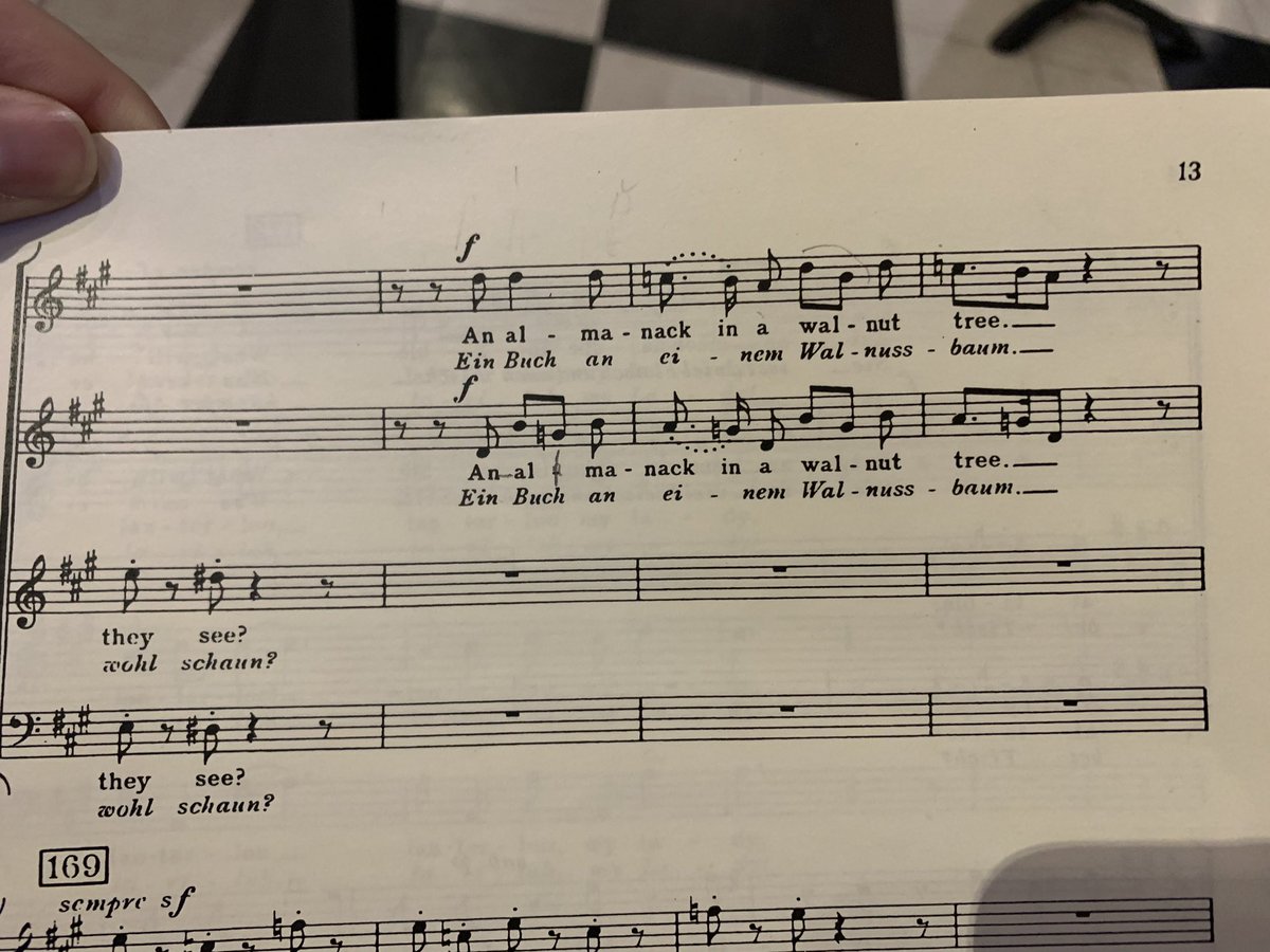 RuthElleson's tweet photo. When you’re sight-reading relatively tricky rep having jumped in at the final rehearsal, there’s always the potential for added interest when the score’s previous user has added a surprise Innuendo Hyphen 🤭 #RakesProgress https://t.co/WbW8BSS5Mi