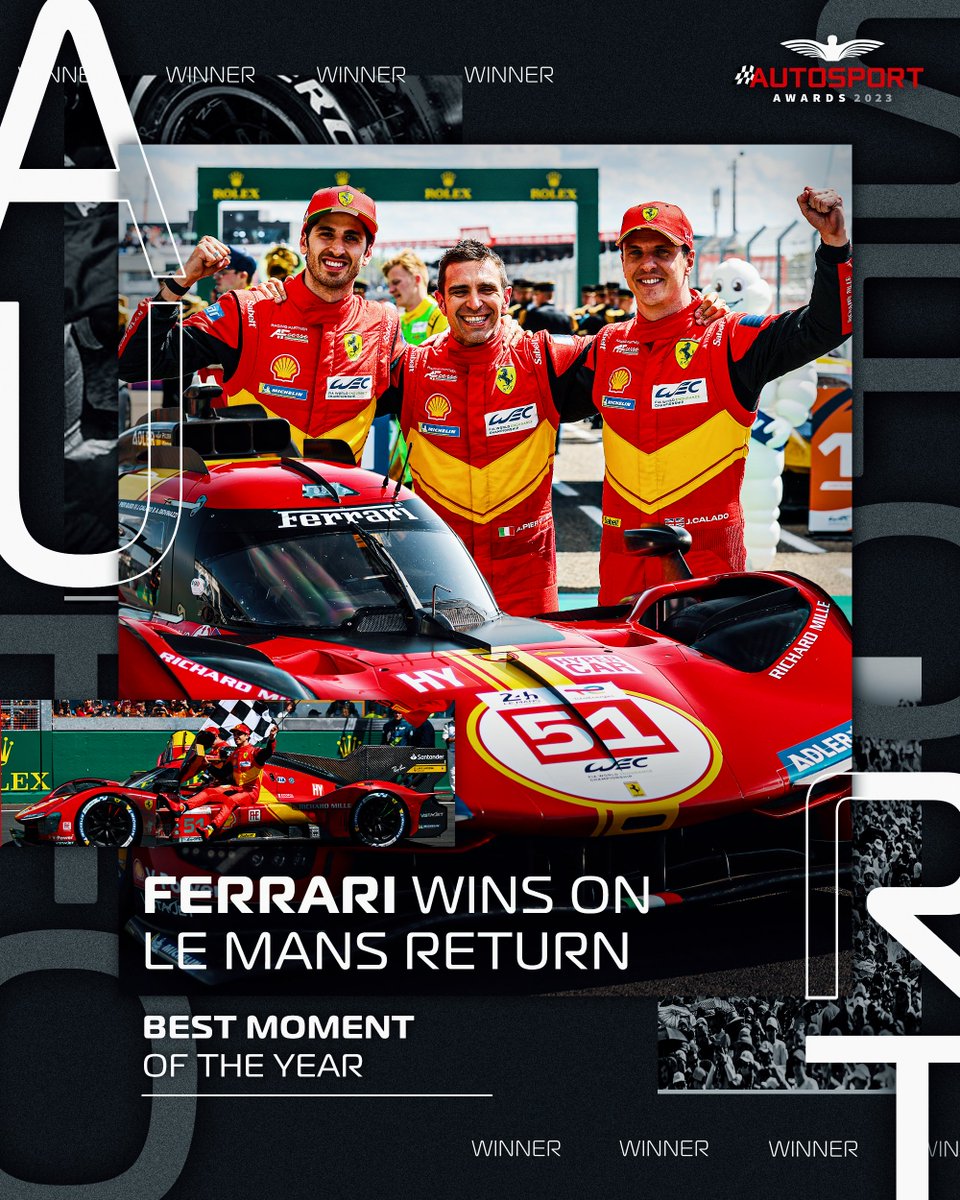 The 2023 #AutosportAwards Moment of the Year is Ferrari's victory on their return to #LeMans24 A moment we'll never forget, @ferrarihypercar #AutosportAwards